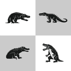 Aggressive crocodile Logo Icon Set. Premium Vector Design Illustration. alligator logo set on white background