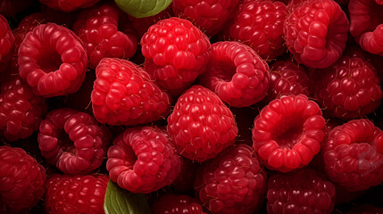 Close-up view of a group of raspberries