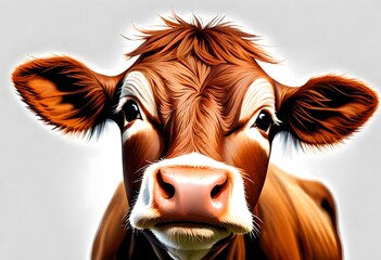 portrait of a cow on transparent background