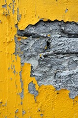A Close-Up View of an yellow grey Aged Wall Texture