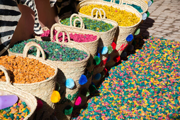 Dried flowers for sale in the medina at Marrakech, Morocco
