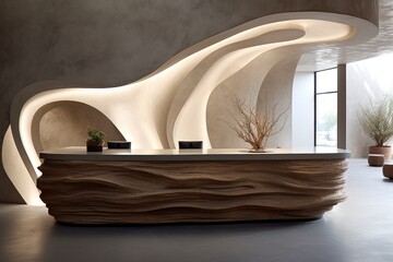 Spa Reception: Close-ups of the reception desk or welcome area. - obrazy, fototapety, plakaty