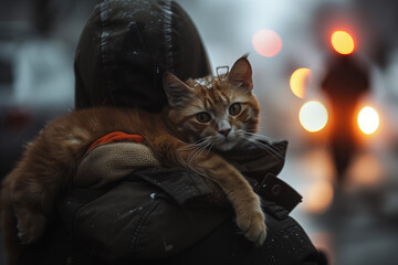 A homeless man and his stray cat