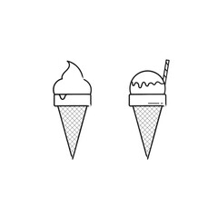 ice cream icon with two different types. ice cream icon with ice cream cone.