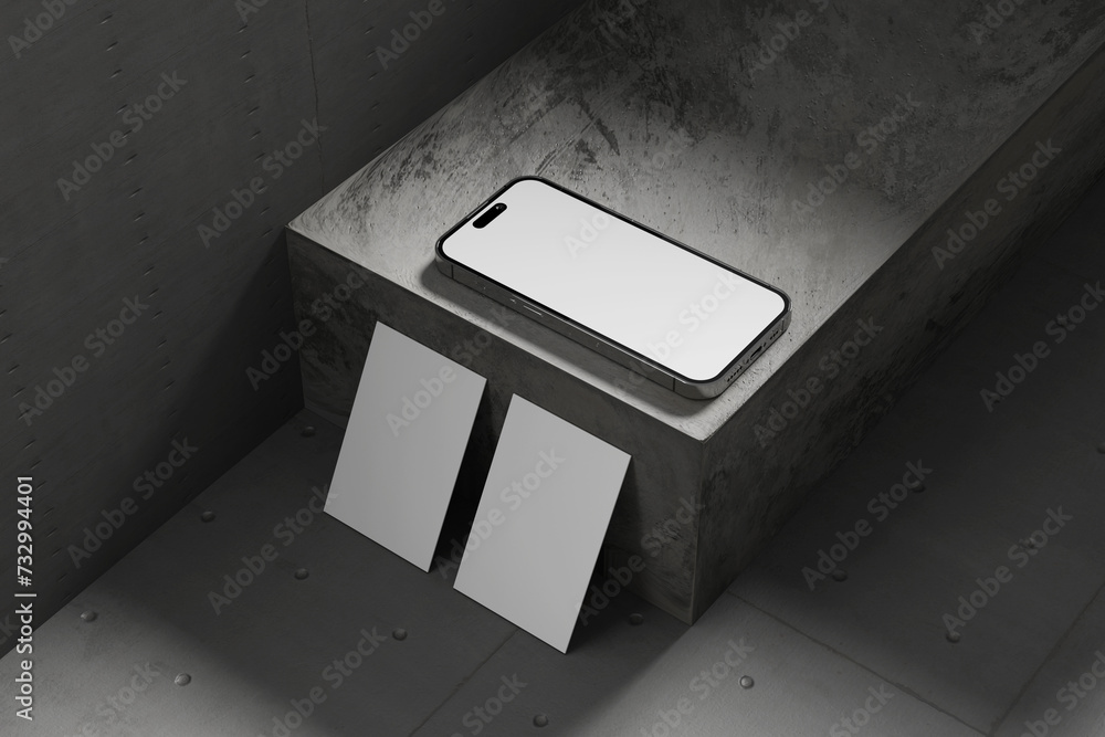 Aufkleber realistic phone and business card mockup 3d rendering for presentation your design