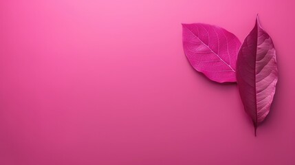 Leaves with isolated on magenta bloom background	