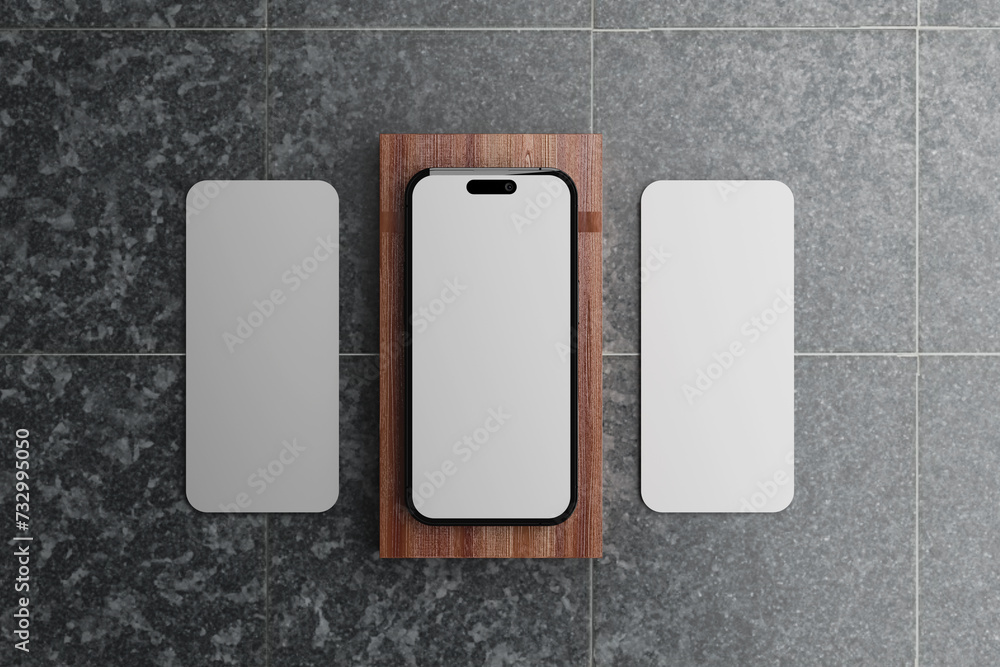 Poster realistic screen phone mockup 3d rendering, app interface, ux or presentation ui design interface