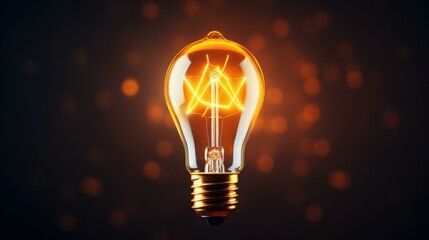 A glowing yellow light bulb representing ideas and creativity. Generative AI.