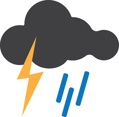 Illustration of a cloud. Raining, sky, thunder, lighting icon. Editable vector illustration stroke. Transparent background.