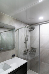 View of the renovated bathroom in the apartment