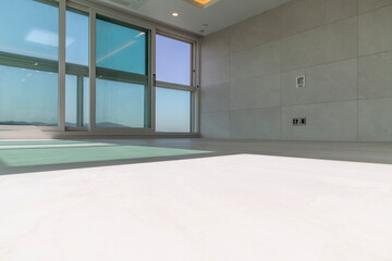 View of the renovated living room in the apartment