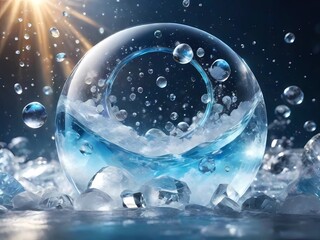 美しい水晶球の中に満ちる水魔法風壁紙