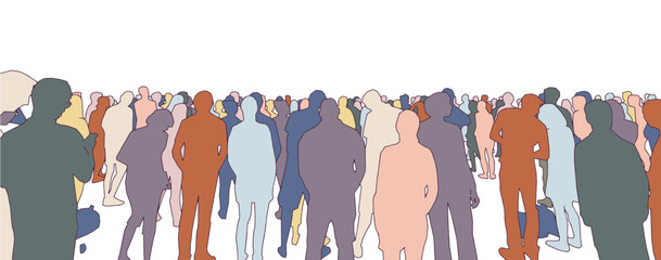 Vector illustration of large crowd of people