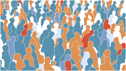 Vector illustration of large crowd of people