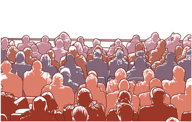 Stylized vector illustration of seated sports stadium audience