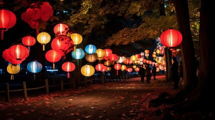 japanese lantern lantern line festival japanese festival - obrazy, fototapety, plakaty
