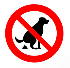 Piktogramm mit dem stilisierten Hinweis, Hunde dürfen sich hier nicht entleeren