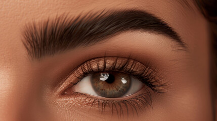 Fototapeta premium Macro Image of a Human Eye with Detailed Makeup and Full Eyelashes