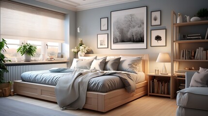 A bedroom with a hidden pull-out trundle bed for space-saving options
