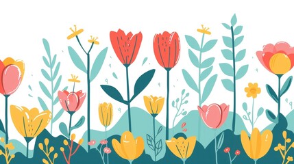 Fototapeta premium Doodles of Spring Flowers