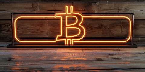 Neon Glowing Bitcoin Sign