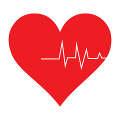 Red heartbeat icon. Heartbeat sign in flat design. Vector illustration. eps 10