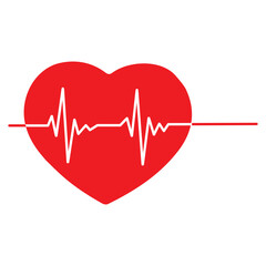 Red heartbeat icon. Heartbeat sign in flat design. Vector illustration. eps 10