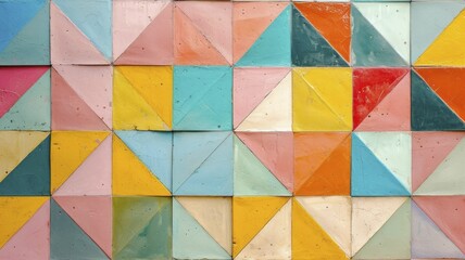 geometric, tiled texture with sorbet spring colors in mosaic design
