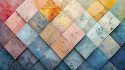 A Geometric, Tiled Texture with Sorbet Spring Colors in a Mosaic Design