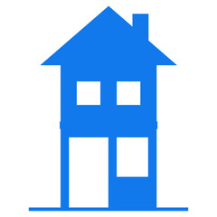 Blue Real Estate Icon Isolated on White