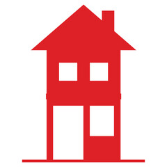 Red Real Estate Icon Isolated on White
