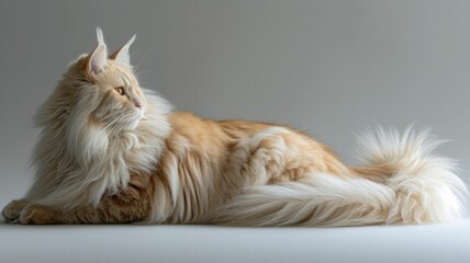 Maine Coon cat with fur brushed to reveal sorbet spring undertones