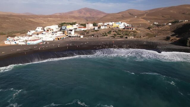 Fuerteventura, Canary islands. Coastline and beach in a tourist town.