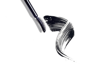 swatch, mascara brushstroke smear, mascara brush composition cosmetic isolated on white or...