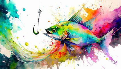 Lively fish and hook