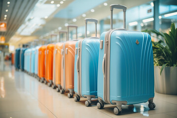 suitcases/luggage in a row 