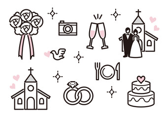 結婚やお祝いのアイコンに使える線画イラスト