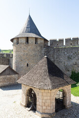 Fototapeta premium The courtyard of the historical Khotyn Fortress. Ukraine