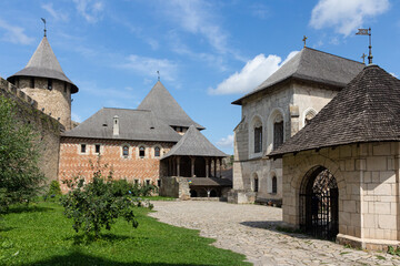 Fototapeta na wymiar The courtyard of the historical Khotyn Fortress. Ukraine