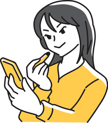 口紅を塗る女性