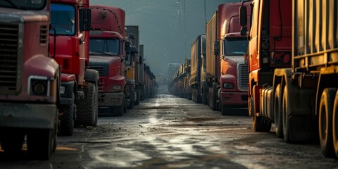 Naklejka premium logistic center Cargo Trucks
