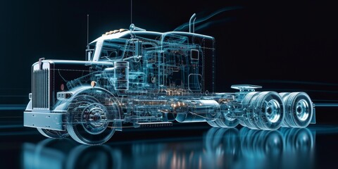 Photorealistic Image of a truck Engine