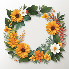 Obraz premium Hand drawn flower,flora wreath, border,frame, on white background, watercolor vintage style for use.