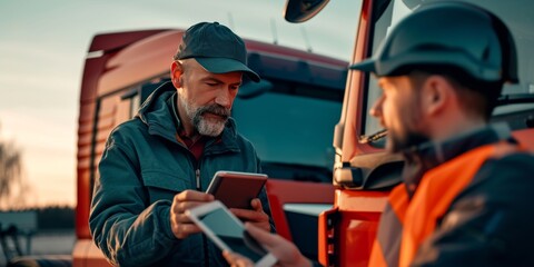Technician Consults With a truck Driver