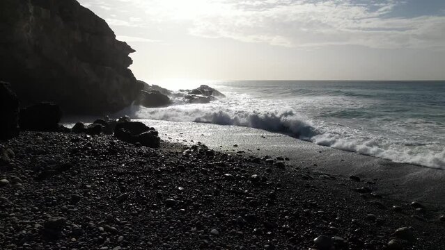 Fuerteventura, Canary islands. Coastline and beach in a tourist town.