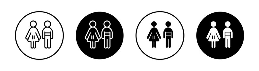 Boy and Girl Vector Line Icon Illustration.