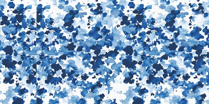 Small Detailed Camouflage Texture with Navy-Blue, Medium-Blue, Light-Blue Patterns on a White Background