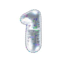3D polka dot pattern transparent helium balloon number 1