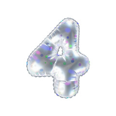 3D polka dot pattern transparent helium balloon number 4