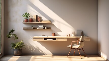 Utilizing a corner space with a minimalist floating desk and ergonomic chair